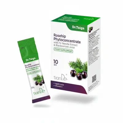 Fitoconcentrat cu extract de ace de brad, suc de măceșe și coacăze negre, 10buc*10g