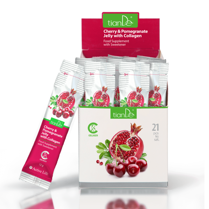 Colagen cu suc de vișine și rodie, 21 plicuri 