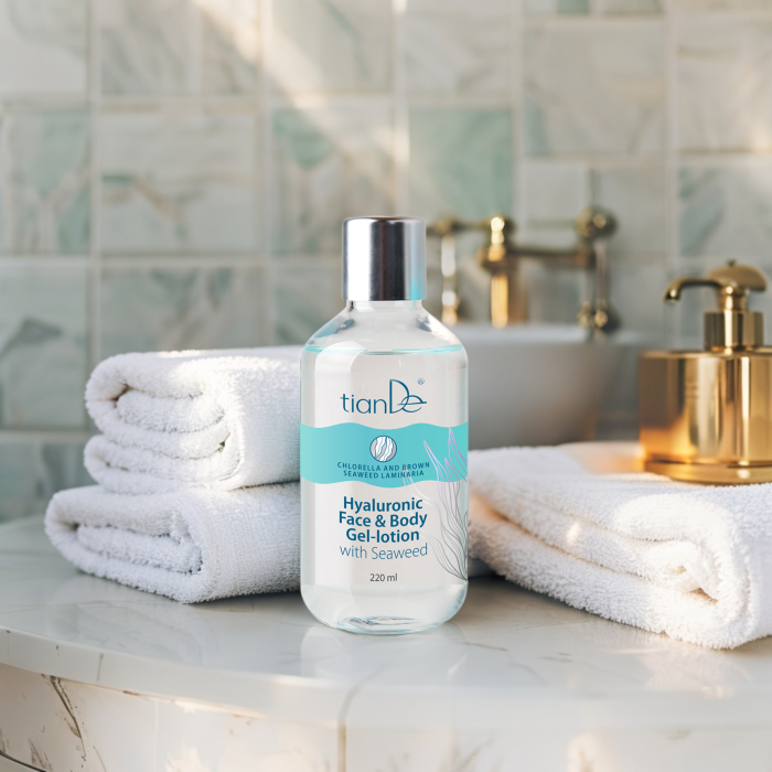 Loțiune-gel pentru față și corp cu acid hialuronic și alge marine, 220ml